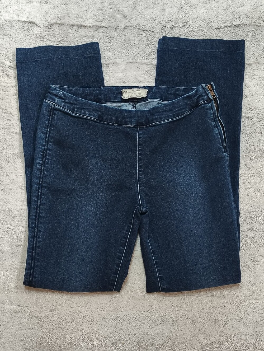 Free People Slim Flare Jeans Front Slit Dark Wash Women's 28 Bohemian Hippie - Picture 3 of 10